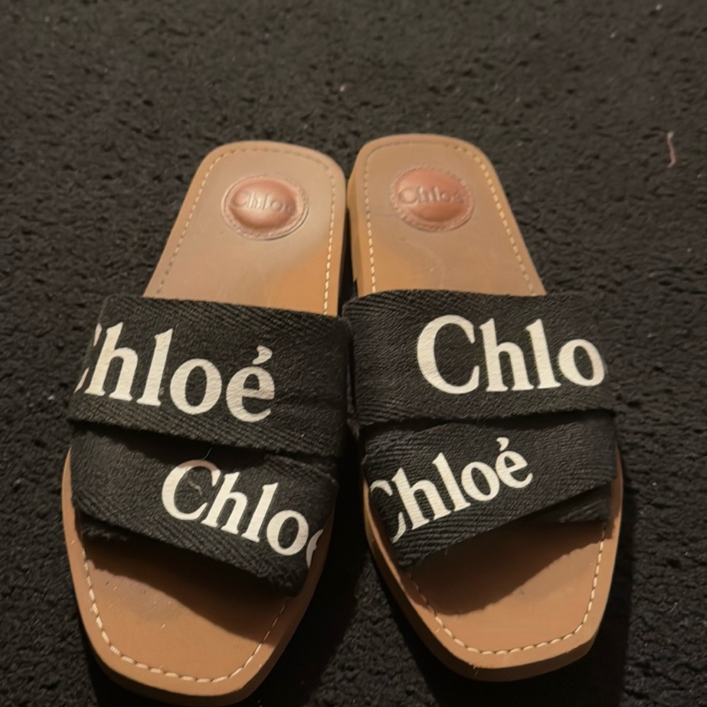 Chloe Woody flat sandal Black